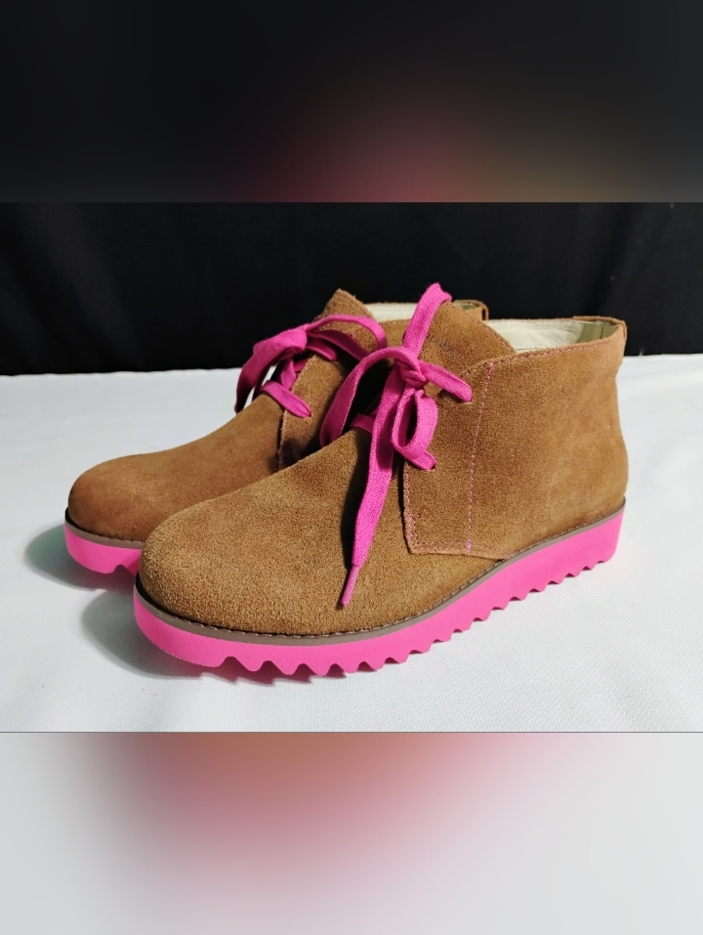 Jambu "Gianna" Brown Suede W Pink Boots Sz 7.5 M